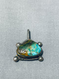 Marvelous Vintage Native American Navajo Pilot Mountain Turquoise Sterling Silver Pendant-Nativo Arts