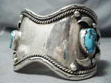 Colossal Vintage Native American Navajo Spiderweb Turquoise Sterling Silver Bracelet Old-Nativo Arts
