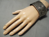 Important Earlier Vintage Native American Navajo Tooled Bruce Morgan Sterling Silver Bracelet-Nativo Arts