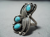 Expressive Vintage Navajo Turquoise Sterling Silver Ring Native American Old-Nativo Arts