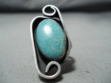 Marvelous Vintage Native American Navajo Kingman Turquoise Sterling Silver Ring Old-Nativo Arts
