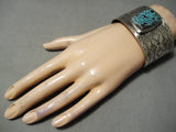 Native American Wide Huge Spiderweb Turquoise Sterling Silver Bracelet Cuff-Nativo Arts