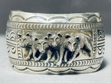 Pack Of Wolves Detailed Native American Navajo Sterling Silver Bracelet-Nativo Arts