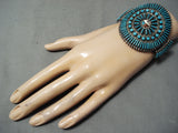 One Of The Most Unique Vintage Navajo/ Zuni Turquoise Sterling Silver Bracelet-Nativo Arts