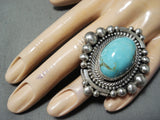 Dynamic Zuni Blue Gem Turquoise Sterling Silver Ring Native American-Nativo Arts