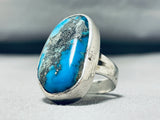 Unbelievable Vintage Native American Navajo Pilot Mountain Turquoise Sterling Silver Ring-Nativo Arts