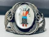 Native American Fabulous Vintage Navajo Turquoise Kachina Sterling Silver Bracelet-Nativo Arts