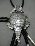 Exceptional Vintage Native American Navajo Hand Carved 3d Horny Toad Sterling Silver Bolo Tie-Nativo Arts