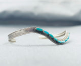 Phenomenal Vintage Native American Navajo Turquoise Petite Point Sterling Silver Bracelet-Nativo Arts