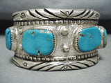 Thicker Vintage Native American Navajo Turquoise Sterling Silver Heavy Bracelet-Nativo Arts