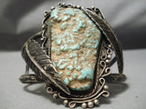 One Of Best Vintage Native American Navajo Royston Turquoise Sterling Silver Leaf Bracelet Old-Nativo Arts