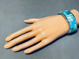 Authentic Tommy Jackson Native American Navajo Turquoise Inlay Sterling Silver Bracelet-Nativo Arts