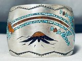 Volcano Native American Navajo Vintage Native American Navajo Turquoise Inlay Sterling Silver Bracelet Old-Nativo Arts
