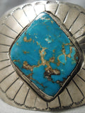 Colossal Vintage Native American Navajo Vivid Blue Turquoise Sterling Silver Bracelet Old Cuff-Nativo Arts