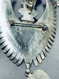 One Of Most Detailed Vintage Native American Navajo Kachina Turquoise Sterling Silver Necklace-Nativo Arts