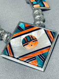 One Of The Most Intrciate Vintage Native American Navajo Turquoise Sterling Silver Necklace-Nativo Arts