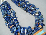 Native American Spectacular Santo Domingo Lapis Sterling Silver Necklace Old-Nativo Arts