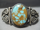 Museum High Grade Vintage Native American Navajo #8 Turquoise Sterling Silver Coil Bracelet-Nativo Arts