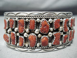 Rare Irv Chee Vintage Native American Navajo Coral Sterling Silver Bracelet-Nativo Arts