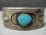 Incredible Vintage Native American Navajo Carico Lake Turquoise Sterling Silver Bracelet Old-Nativo Arts