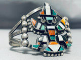 Early Authentic Vintage Native American Zuni Turquoise Knifewing Sterling Silver Bracelet-Nativo Arts