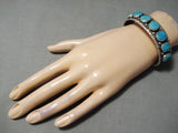 Authentic Vintage Native American Navajo Turquoise Sterling Silver Row Bracelet-Nativo Arts