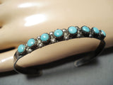 Native American Early Vintage Zuni Blue Gem Turquoise Sterling Silver Bracelet-Nativo Arts