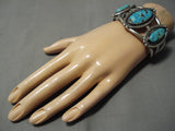 Museum Quality!! Vintage Native American Navajo Morenci Turquoise Sterling Silver Bracelet Old-Nativo Arts