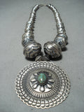 Signed Navajo Royston Turquoise Sterling Silver Necklace Native American-Nativo Arts