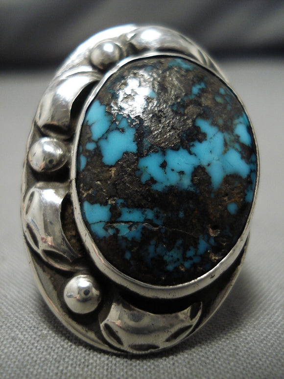 Best Vintage Navajo Men's Bisbee Turquoise Sterling Silver Native American Ring-Nativo Arts