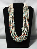 Important Navajo Rye Whitegoat Turquoise Coral Heishi Native American Necklace-Nativo Arts