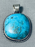 Chim Butte Vintage Native American Navajo Turquoise Sterling Silver Pendant-Nativo Arts