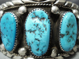 M.c. Tsosie Quality Vintage Native American Navajo Turquoise Nugget Sterling Silver Bracelet-Nativo Arts