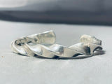 Heavy Hand Twisted Native American Navajo Wired Sterling Silver Bracelet Cuff-Nativo Arts