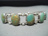 Superb Vintage Native American Navajo 5 Royston Turquoise Sterling Silver Bracelet-Nativo Arts