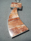 Fascinating Navajo Orange Spiny Oyster Sterling Silver Necklace Native American-Nativo Arts