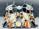 Native American Best Vintage Navajo Huge Museum Owl Turquoise Sterling Silver Bracelet-Nativo Arts