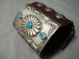 Colossal Men's Vintage Native American Navajo Turquoise Sterling Silver Ketoh Bracelet Old-Nativo Arts