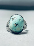 Remarkable Vintage Native American Navajo Domed Turquoise Sterling Silver Ring-Nativo Arts