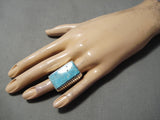 Big Huge Vintage Native American Navajo Kingman Turquoise Sterling Silver Ring Old-Nativo Arts
