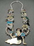 Best Native American Zuni Turquoise Coral Inlay Sterling Silver Native Squash Blossom Necklace-Nativo Arts