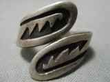 Rare Earlier Vintage Native American Navajo Hopi Swirling Geometric Sterling Silver Ring Old-Nativo Arts