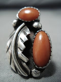 Marvelous Vintage Navajo Native American Coral Sterling Silver Ring-Nativo Arts