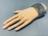 One Of The Most Complex Native American Navajo Geomtric Hand Carved Sterling Silver Bracelet-Nativo Arts