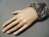 Crazy Buffalo Heavy Native American Turquoise Sterling Silver Bracelet- 246 Gram-Nativo Arts