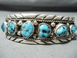 Magnificent Vintage Native American Navajo 9 Kingman Turquoise Sterling Silver Bracelet-Nativo Arts