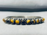 Very Rare Vintage Native American Navajo Tiger's Eye Sterling Silver Bangle Bracelet-Nativo Arts
