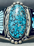 Extreme Detailed Vintage Native American Navajo Cosmic Sterling Silver Turquoise Bracelet-Nativo Arts