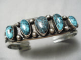 Important Vintage Native American Navajo Last Chance Mine Turquoise Sterling Silver Bracelet Old-Nativo Arts