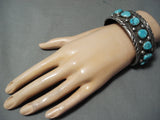 Superlative Vintage Native American Navajo Morenci Turquoise Sterling Silver Bracelet Old-Nativo Arts